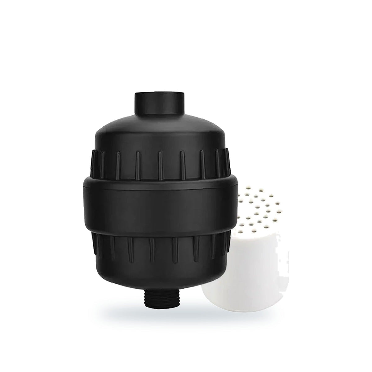 Aqua Soft filtered shower head kit – matte black filter housing with white replaceable cartridge
